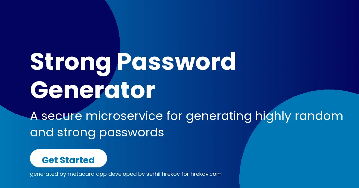 Strong Password Generator Strong Password Generator