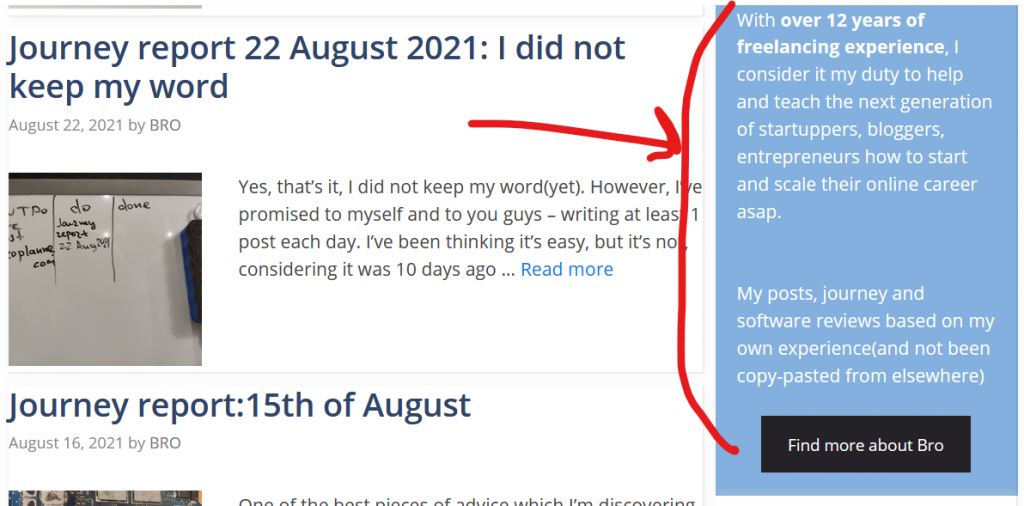 , Journey Report 24 August 2021: WordPress edit, post edit, internal links, startups