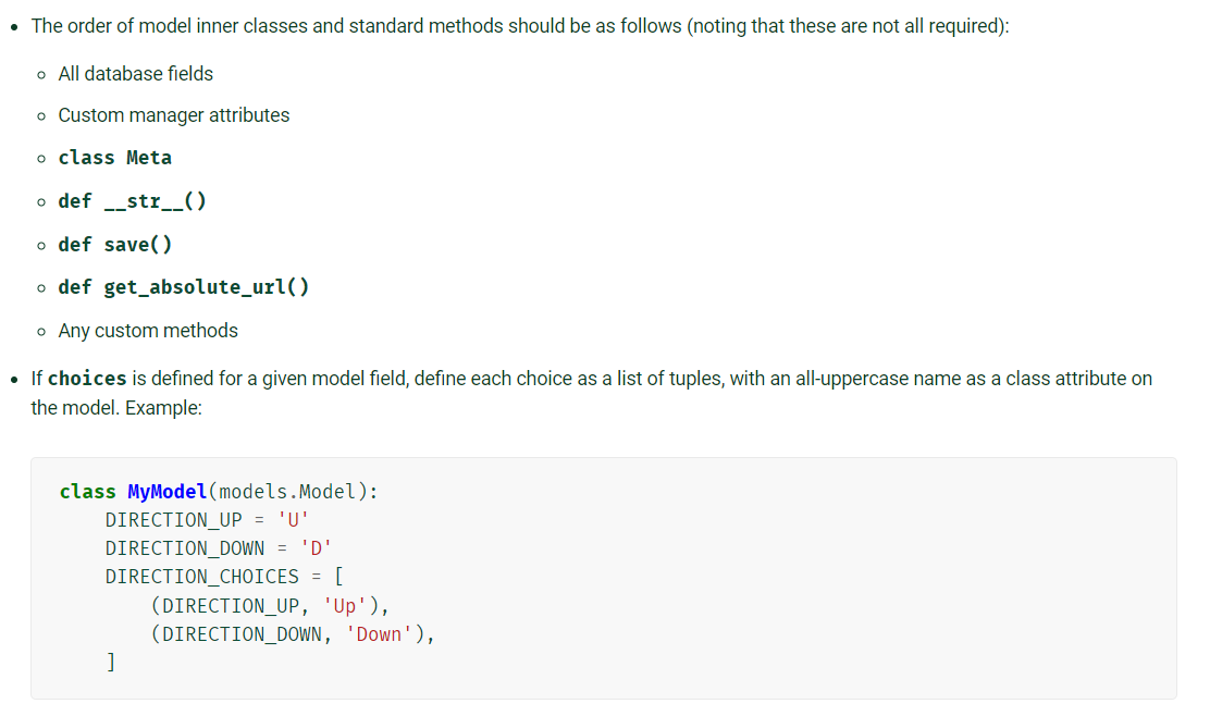 Django The order of Django model inner classes and standard methods