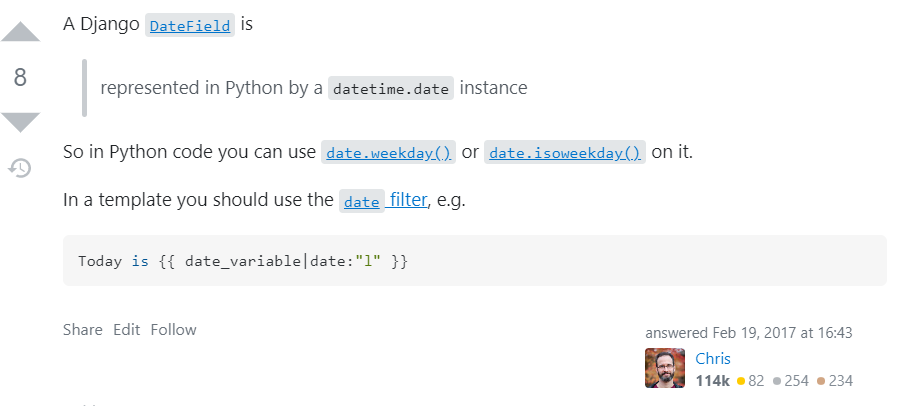 How to retrieve the day of the week for the Django database